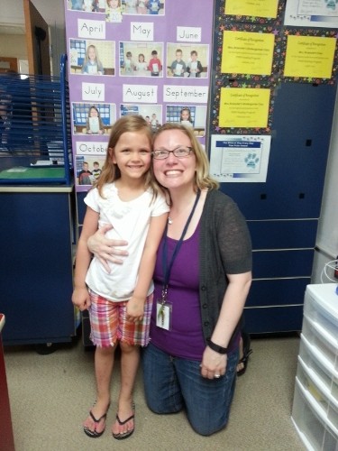 Next we went to Ashley's classroom. Here she is with her teacher, Mrs. Droessler. We've had her as a teacher for 2 years in a row. She is really an amazing teacher. I am going to miss working with her next year. :-(