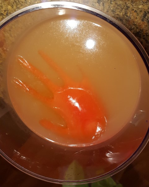 Red hand (ice) in our drink