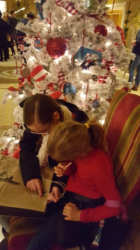 Sitting by a tree at the Fairmont Olympic Hotel